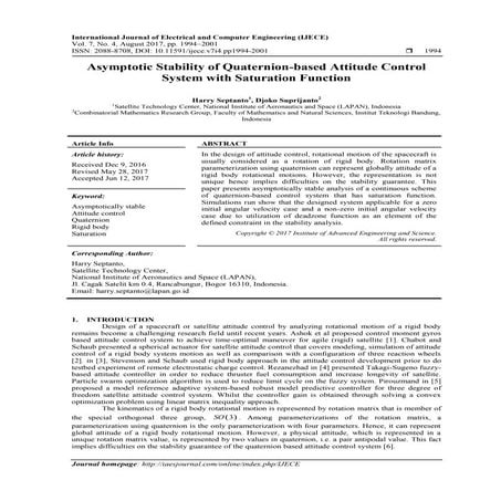 Asymptotic Stability of Quaternion-based Attitude Control System with Saturat...