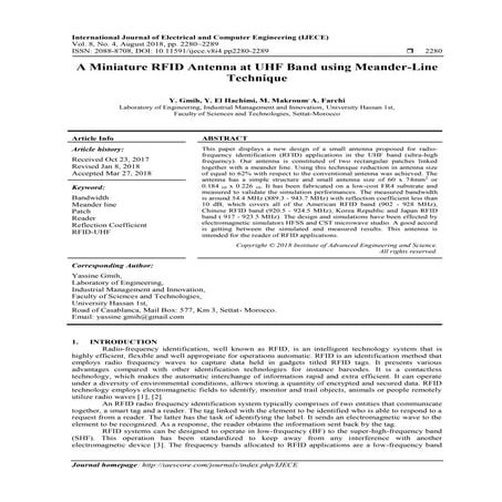 A Miniature RFID Antenna at UHF Band using Meander-Line Technique 