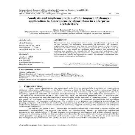 Analysis and implementation of the impact of change: application to heterogen...
