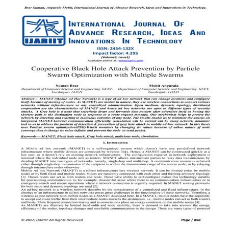 Cooperative Black Hole Attack Prevention by Particle Swarm Optimization with ...
