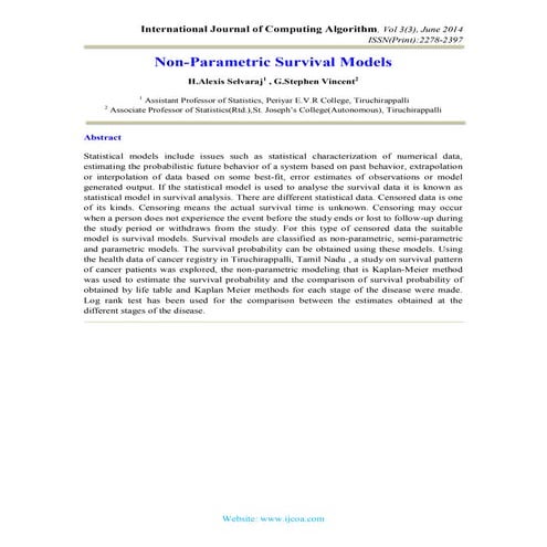 Non-Parametric Survival Models