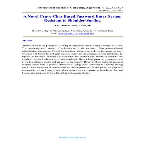 A Novel Crave-Char Based Password Entry System Resistant to Shoulder-Surfing