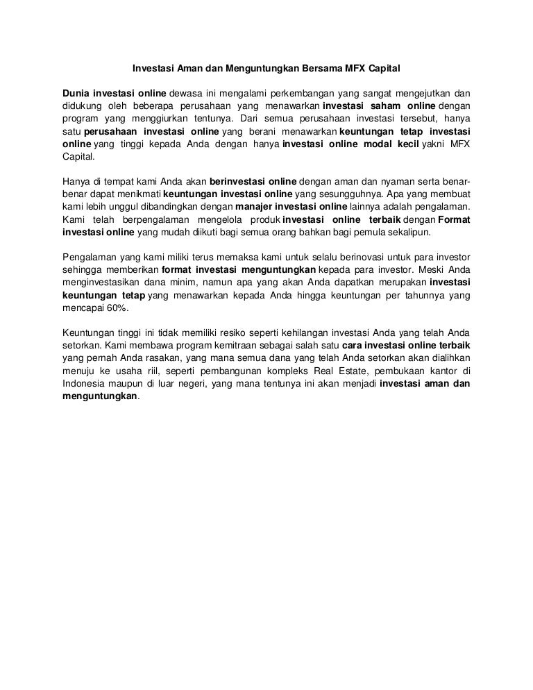 investasi online aman dan menguntungkan