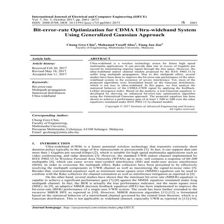 Bit-error-rate Optimization for CDMA Ultra-wideband System Using Generalized ...
