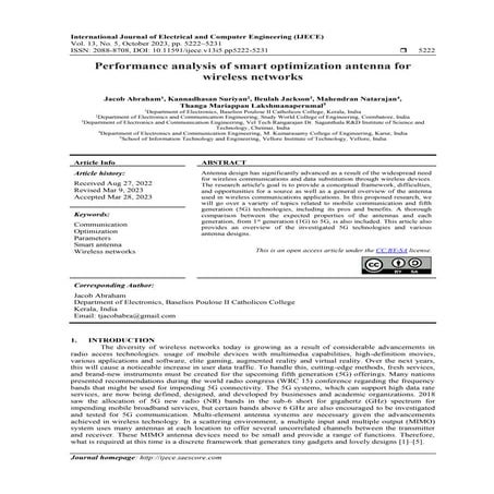 Performance analysis of smart optimization antenna for wireless ...