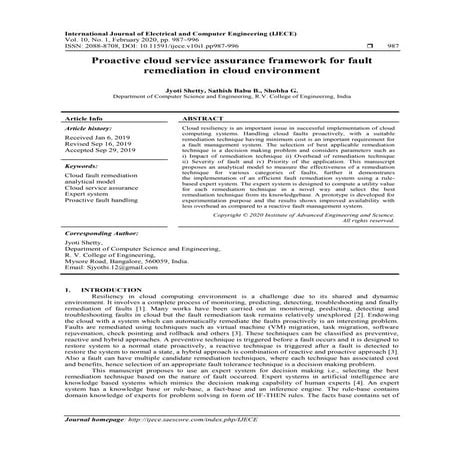 Proactive cloud service assurance framework for fault remediation in cloud en...
