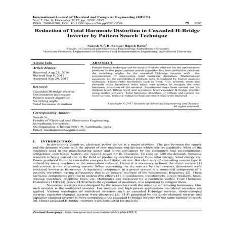 Reduction of Total Harmonic Distortion in Cascaded H-Bridge Inverter by Patte...