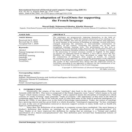 An adaptation of Text2Onto for supporting  the French language 