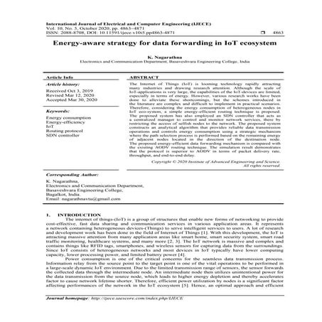 Energy-aware strategy for data forwarding in IoT ecosystem 