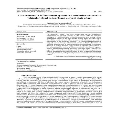 Advancement in infotainment system in automotive sector with vehicular cloud ...
