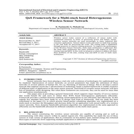 QoS Framework for a Multi-stack based Heterogeneous Wireless Sensor Network 