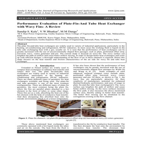 Performance Evaluation of Plate-Fin-And Tube Heat Exchanger with Wavy Fins- A...