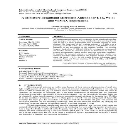 A Miniature BroadBand Microstrip Antenna for LTE, Wi-Fi and WiMAX Applications  
