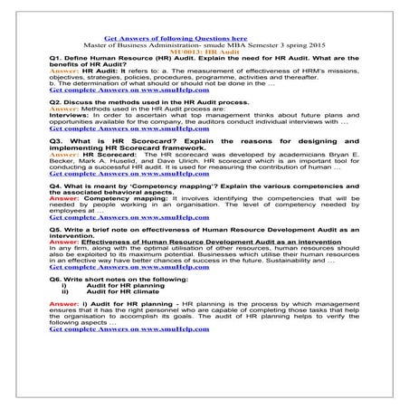 Smude mba semester 3 assignments spring 2015 Mu0013