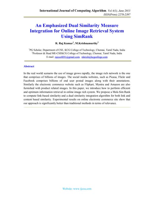 An Emphasized Dual Similarity Measure Integration for Online Image Retrieval ...