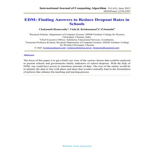 EDM: Finding Answers to Reduce Dropout Rates in Schools