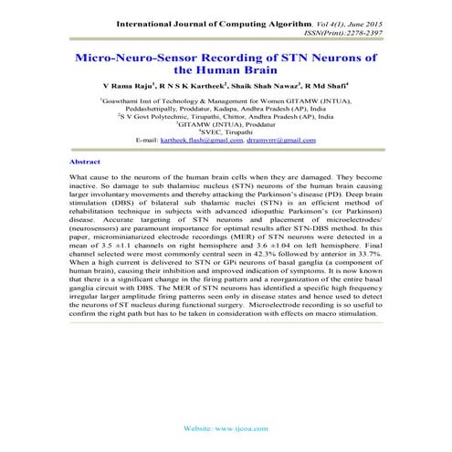 Micro-Neuro-Sensor Recording of STN Neurons of the Human Brain