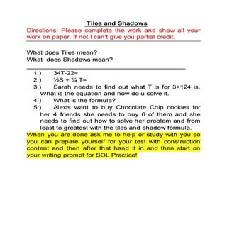 Tiles and shadows wksheet