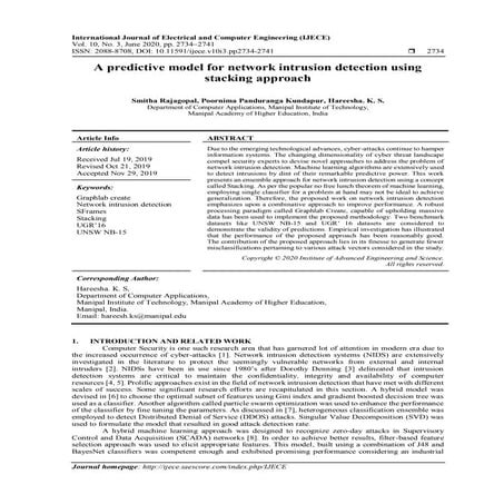A predictive model for network intrusion detection using stacking ...