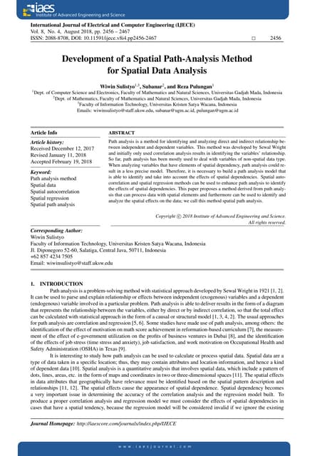 Development Of A Spatial Path Analysis Method For Spatial Data Analysis Development Of A Spatial Path Analysis Method For Spatial Data Analysis