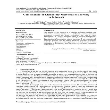 Gamification for Elementary Mathematics Learning  in Indonesia 