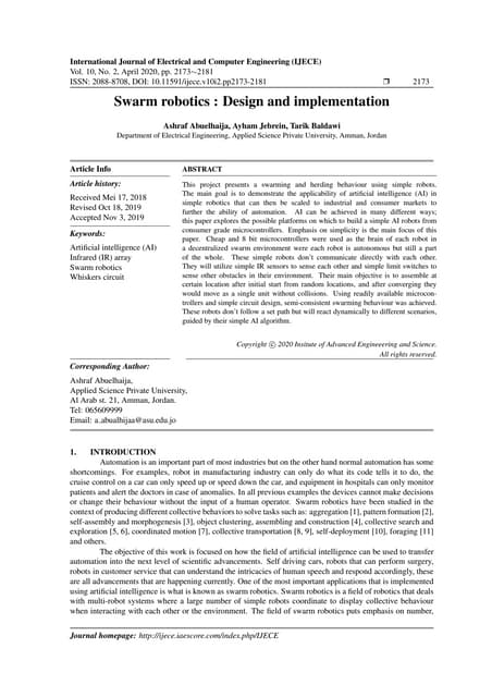Swarm robotics : Design and implementation