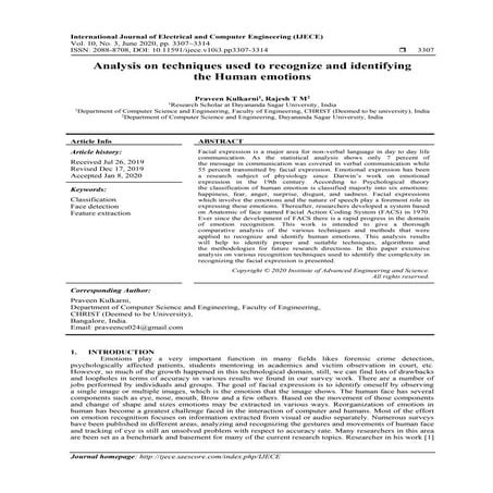Analysis on techniques used to recognize and identifying  the Human emotions 