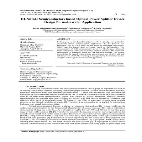 III-Nitride Semiconductors based Optical Power Splitter Device Design for und...