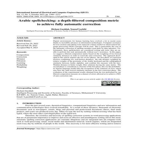Arabic spellchecking: a depth-filtered composition metric to achieve fully au...