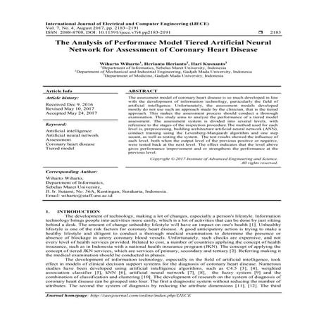 The Analysis of Performace Model Tiered Artificial Neural Network for Assessm...