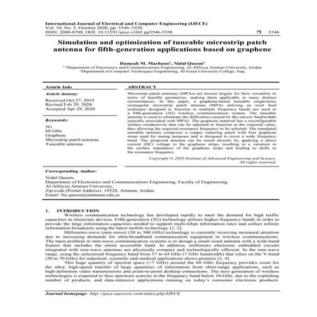 Simulation and optimization of tuneable microstrip patch antenna for fifth-ge...