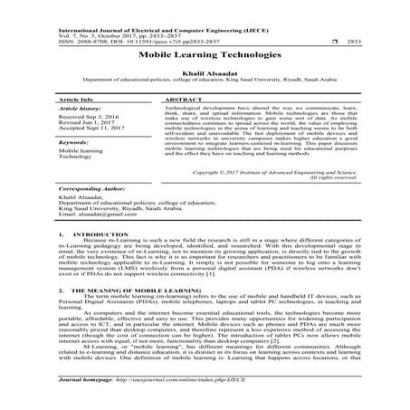 Mobile Learning Technologies 