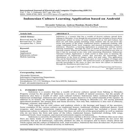 Indonesian Culture Learning Application based on Android 