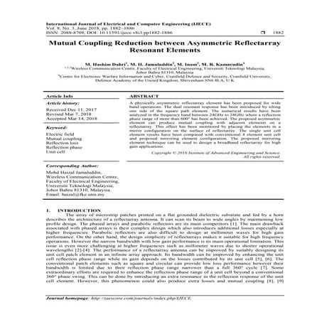 Mutual Coupling Reduction between Asymmetric Reflectarray Resonant Elements 