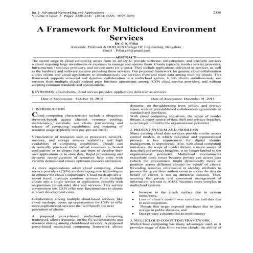 A Framework for Multicloud Environment Services