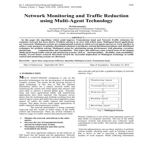 Network Monitoring and Traffic Reduction using Multi-Agent Technology | PDF