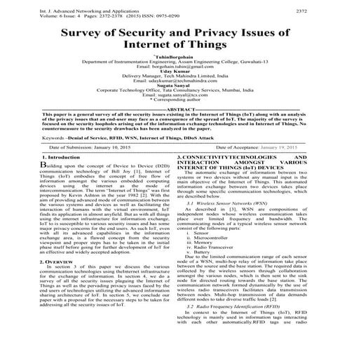 Survey of Security and Privacy Issues of Internet of Things