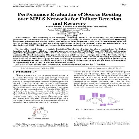 Performance Evaluation of Source Routing over MPLS Networks for Failure Detec...