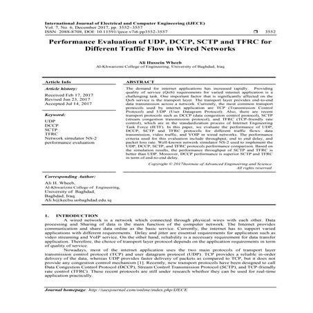 Performance Evaluation of UDP, DCCP, SCTP and TFRC for Different Traffic Flow...