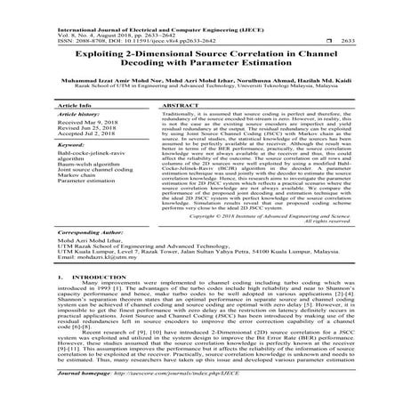Exploiting 2-Dimensional Source Correlation in Channel Decoding with Paramete...
