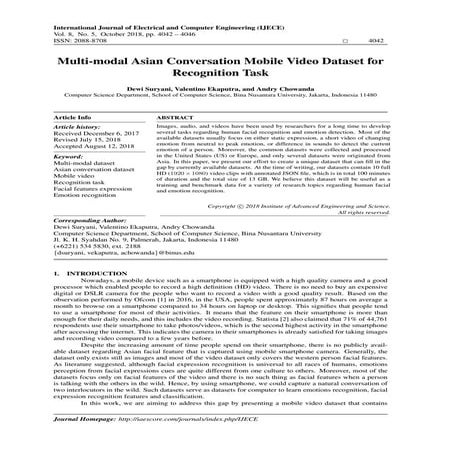 Multi-modal Asian Conversation Mobile Video Dataset for Recognition Task