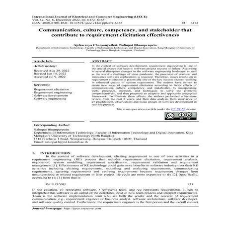 Communication, culture, competency, and stakeholder that  contribute to requi...