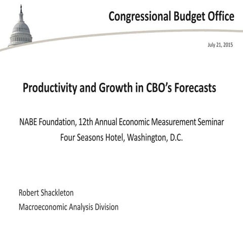 Productivity and Growth in CBO's Forecasts