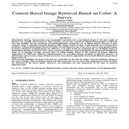 Content Based Image Retrieval Based on Color: A Survey