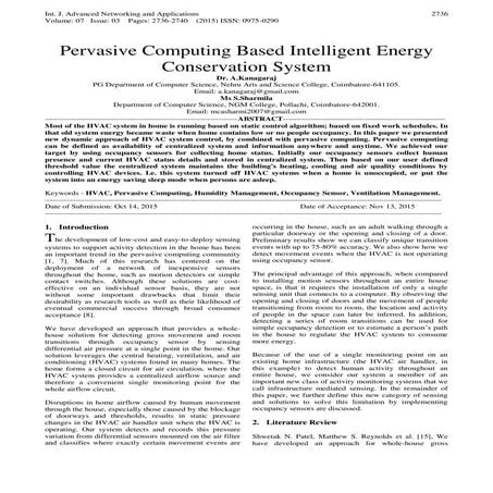 Pervasive Computing Based Intelligent Energy Conservation System