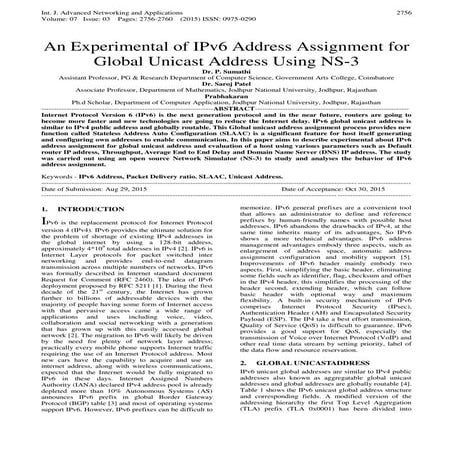 An Experimental of IPv6 Address Assignment for Global Unicast Address Using NS-3
