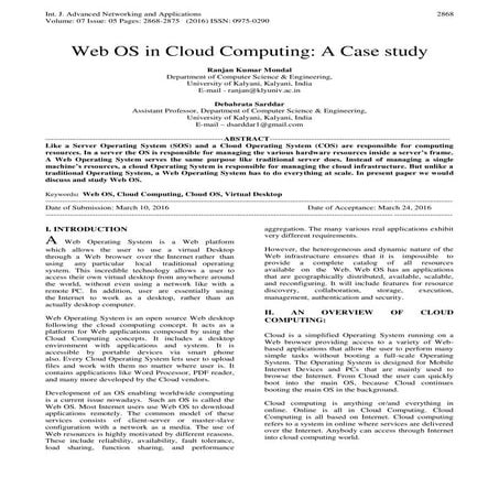 Web OS in Cloud Computing: A Case study