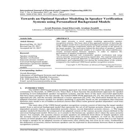 Towards an Optimal Speaker Modeling in Speaker Verification Systems using Per...