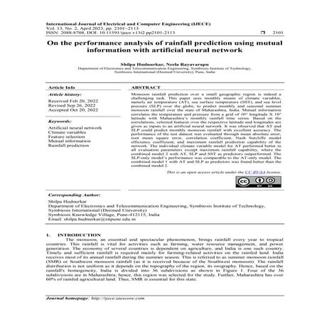   On the performance analysis of rainfall prediction using mutual information...