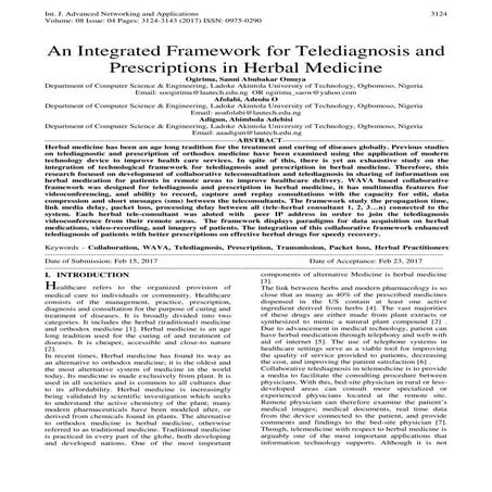 An Integrated Framework for Telediagnosis and Prescriptions in Herbal Medicine